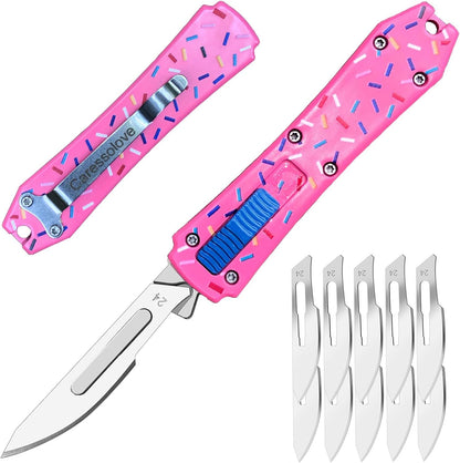 Auto Retractable Utility Knife, Mini Scalpel Knife | Safety Automatic Box Cutter with 10PCS #24 Blades, Razor Blades Utility Knives
