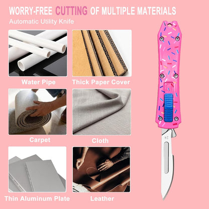 Auto Retractable Utility Knife, Mini Scalpel Knife | Safety Automatic Box Cutter with 10PCS #24 Blades, Razor Blades Utility Knives
