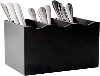 8.25 x 5.5 x 4.75 Inch Flatware Display 1 Countertop Buffet Utensil Caddy - 3 Compartment For Parties Picnics Homes or Restaurants Natural Bamboo Cutlery Holder Upright