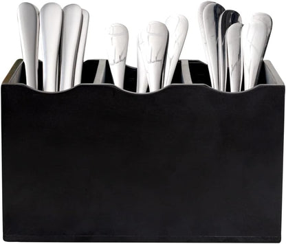 8.25 x 5.5 x 4.75 Inch Flatware Display 1 Countertop Buffet Utensil Caddy - 3 Compartment For Parties Picnics Homes or Restaurants Natural Bamboo Cutlery Holder Upright