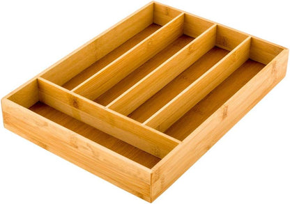 8.25 x 5.5 x 4.75 Inch Flatware Display 1 Countertop Buffet Utensil Caddy - 3 Compartment For Parties Picnics Homes or Restaurants Natural Bamboo Cutlery Holder Upright