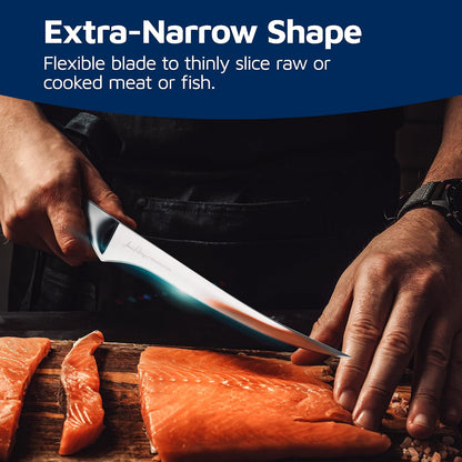Chopaholic Stainless Steel Boning Knife, 8 inch – Thin & Flexible Fish Fillet Knife