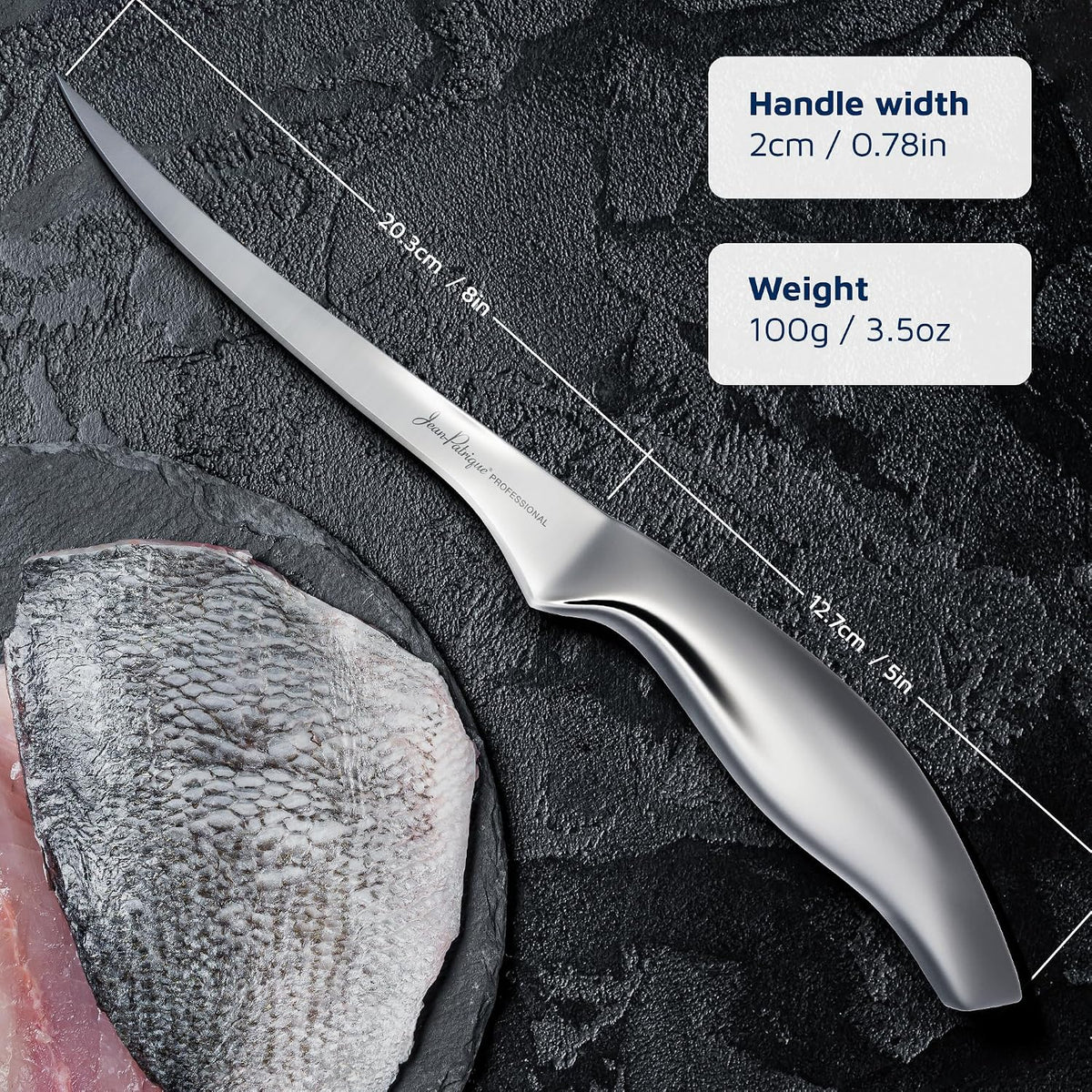 Chopaholic Stainless Steel Boning Knife, 8 inch – Thin & Flexible Fish Fillet Knife