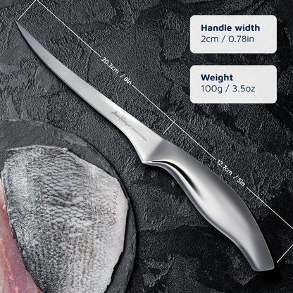 Chopaholic Stainless Steel Boning Knife, 8 inch – Thin & Flexible Fish Fillet Knife