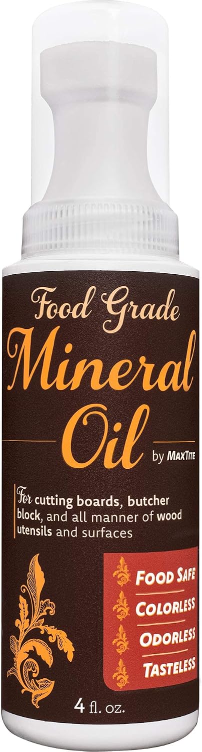 Easy-Applicator Mineral Oil for Cutting Boards and All Wood Care, Ultrapure Food Grade (4oz with Foam Applicator Tip) Made in USA