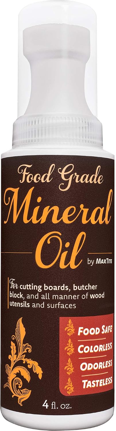 Easy-Applicator Mineral Oil for Cutting Boards and All Wood Care, Ultrapure Food Grade (4oz with Foam Applicator Tip) Made in USA