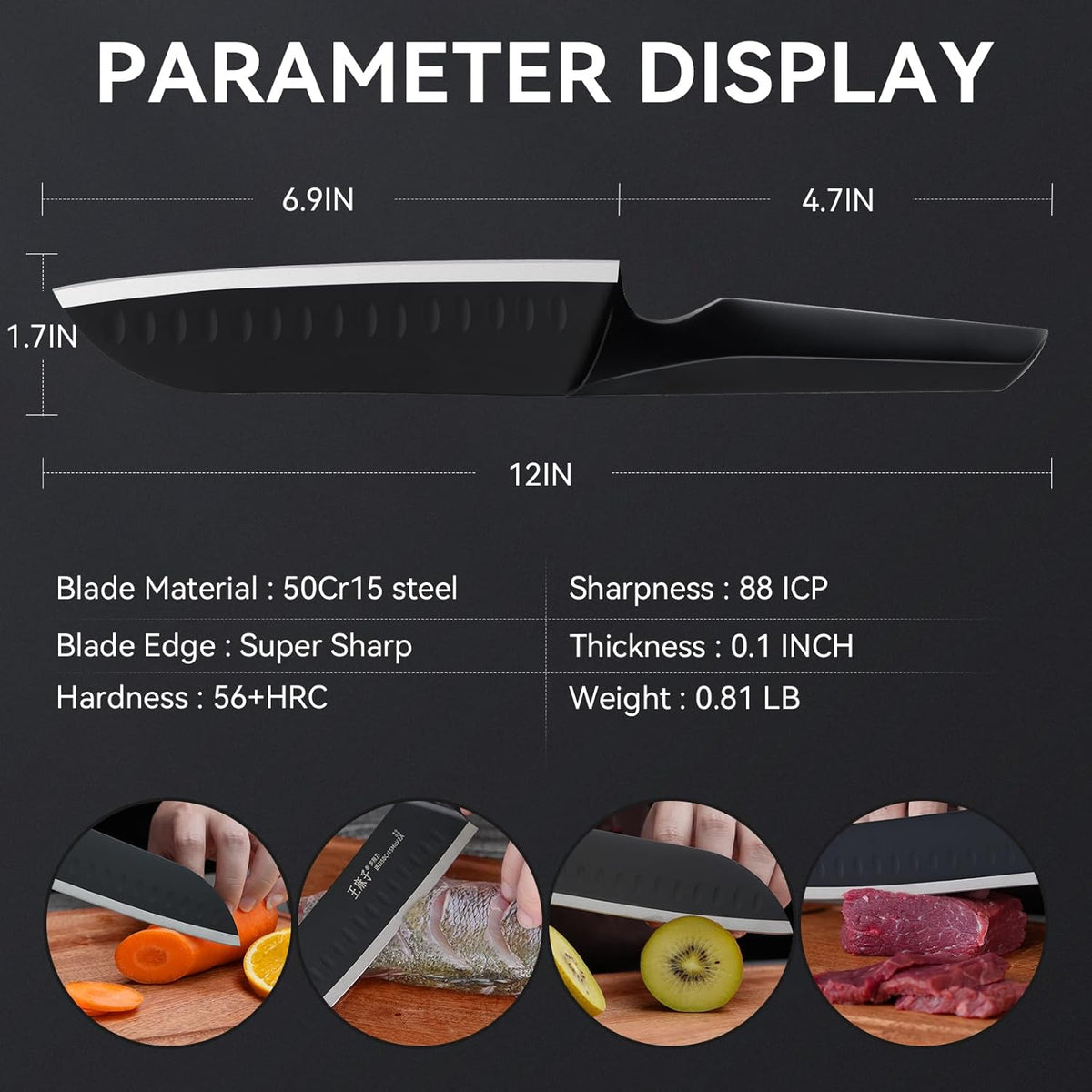 Chef Knife 7 Inch Sharp Santoku Knife for All Around Food, Cooking Gadgets with High End Gift Box, Perfect Gifts for Men and Women, Parents