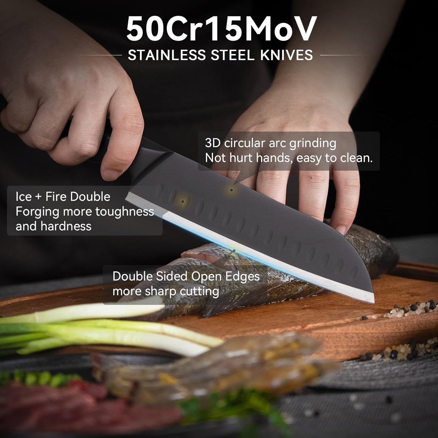 Chef Knife 7 Inch Sharp Santoku Knife for All Around Food, Cooking Gadgets with High End Gift Box, Perfect Gifts for Men and Women, Parents