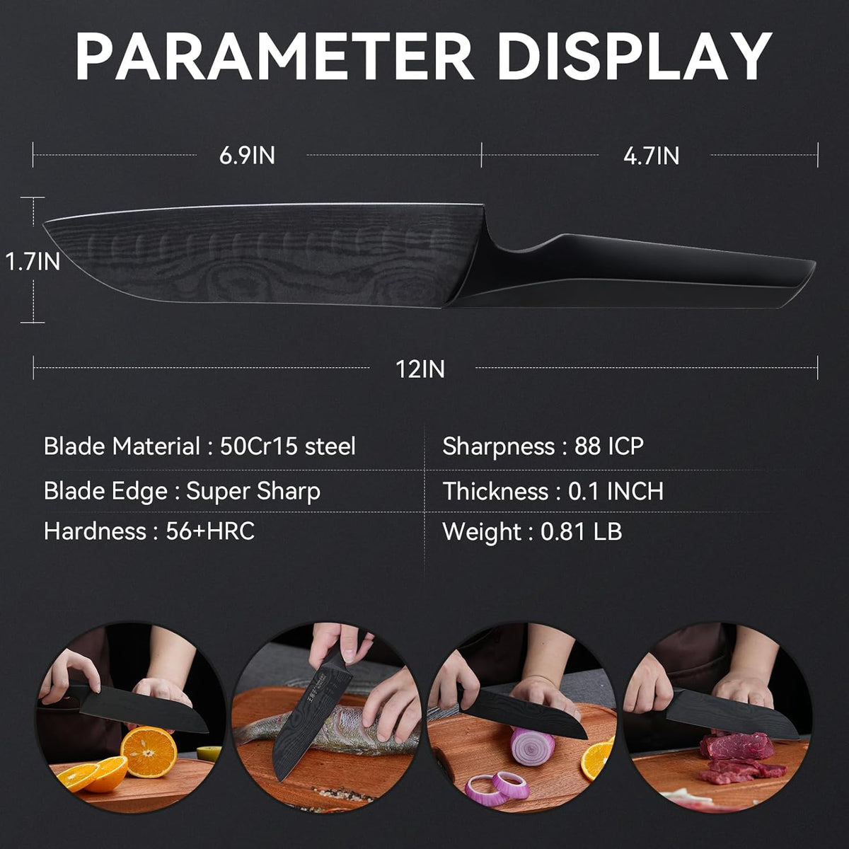 Chef Knife 7 Inch Sharp Santoku Knife for All Around Food, Cooking Gadgets with High End Gift Box, Perfect Gifts for Men and Women, Parents