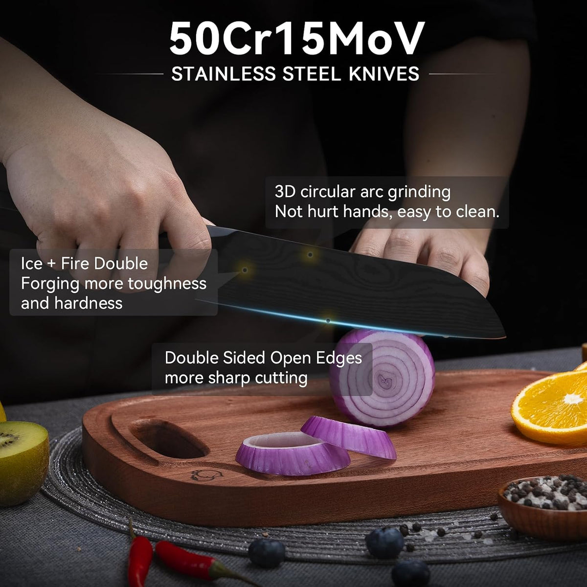 Chef Knife 7 Inch Sharp Santoku Knife for All Around Food, Cooking Gadgets with High End Gift Box, Perfect Gifts for Men and Women, Parents