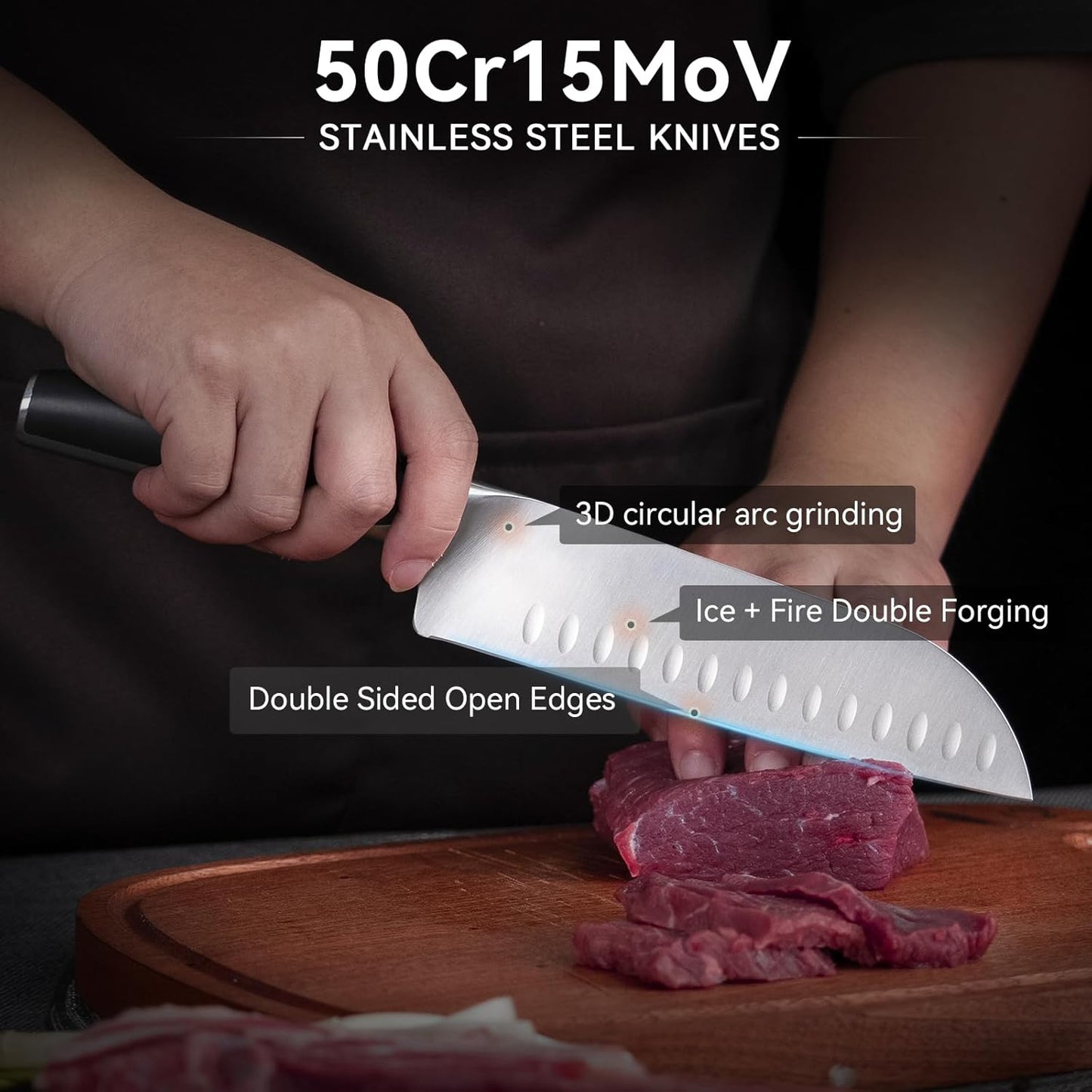Chef Knife 7 Inch Sharp Santoku Knife for All Around Food, Cooking Gadgets with High End Gift Box, Perfect Gifts for Men and Women, Parents