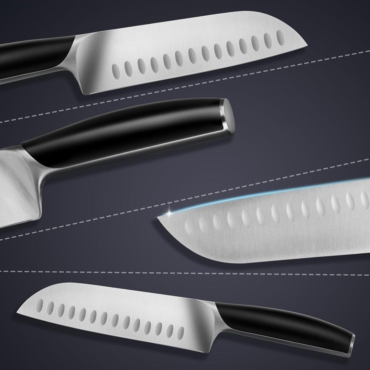 Chef Knife 7 Inch Sharp Santoku Knife for All Around Food, Cooking Gadgets with High End Gift Box, Perfect Gifts for Men and Women, Parents