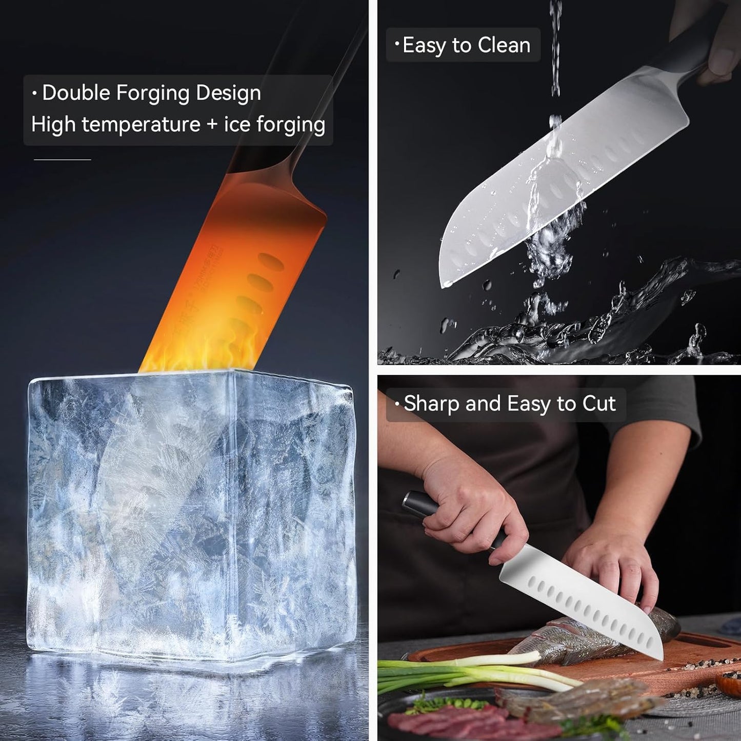 Chef Knife 7 Inch Sharp Santoku Knife for All Around Food, Cooking Gadgets with High End Gift Box, Perfect Gifts for Men and Women, Parents