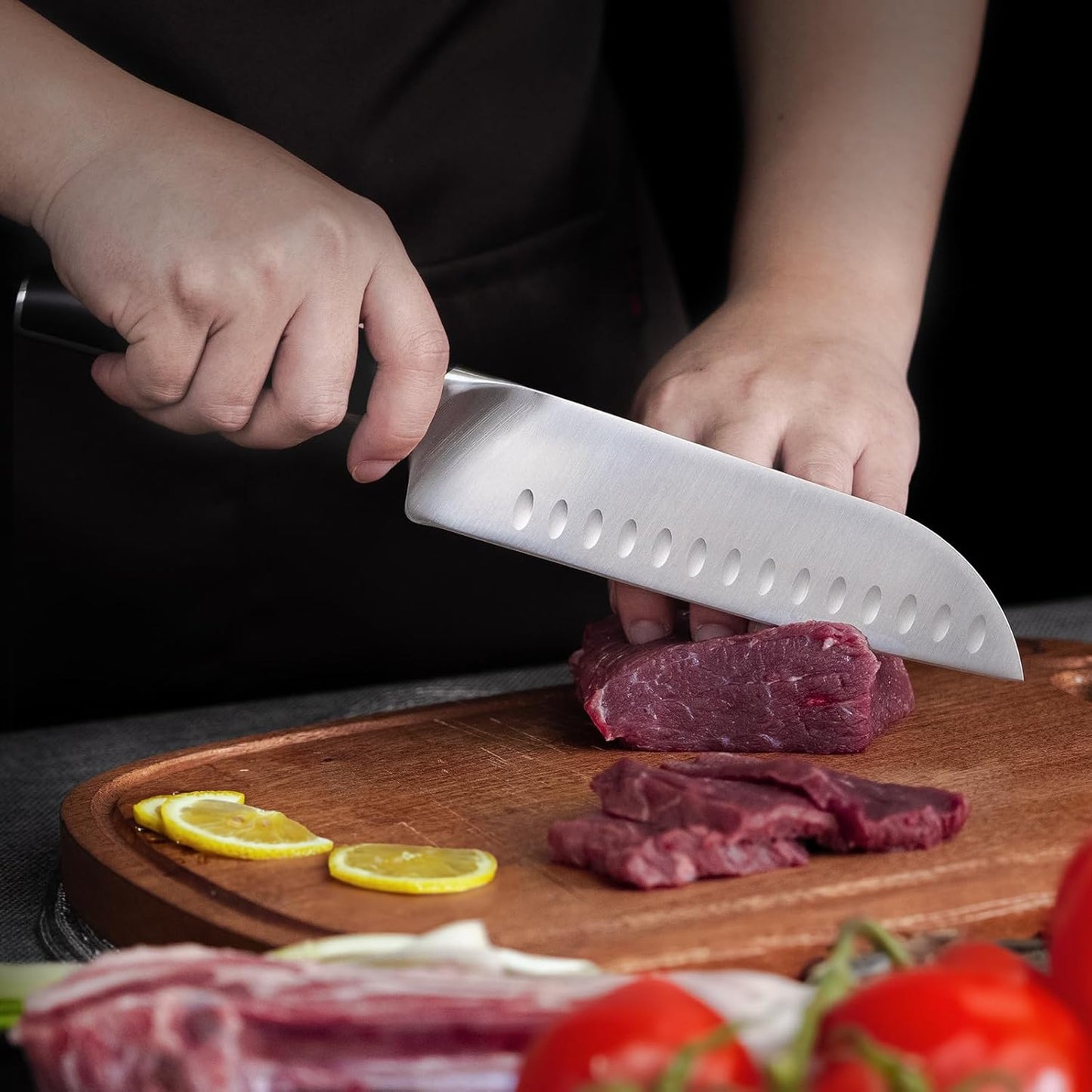 Chef Knife 7 Inch Sharp Santoku Knife for All Around Food, Cooking Gadgets with High End Gift Box, Perfect Gifts for Men and Women, Parents