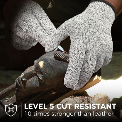Cutting Gloves Level 5 Cut Resistant, Food Safe Gloves with Non-Slip Grip for Kitchen, Meat Cutting & Mandoline Use, 2 Pairs (S, Pink+Gray)