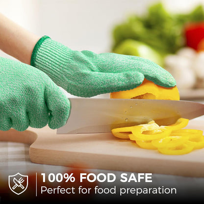 Cutting Gloves Level 5 Cut Resistant, Food Safe Gloves with Non-Slip Grip for Kitchen, Meat Cutting & Mandoline Use, 2 Pairs (S, Pink+Gray)