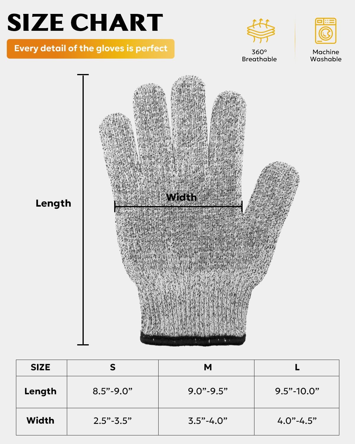 Cutting Gloves Level 5 Cut Resistant, Food Safe Gloves with Non-Slip Grip for Kitchen, Meat Cutting & Mandoline Use, 2 Pairs (S, Pink+Gray)