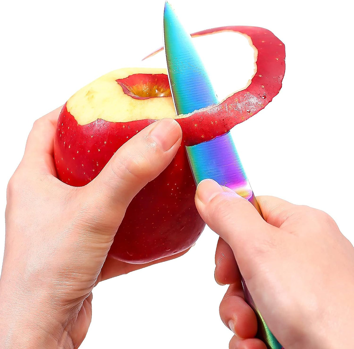 Rainbow Paring Knife 3.5 Inch , Super Sharp Fine Edge Fruit Peeling Knife with German Stainless Steel Forged Blade and Beautiful Titanium Coating – Small Ergonomic Handle Kitchen Cutting Knife