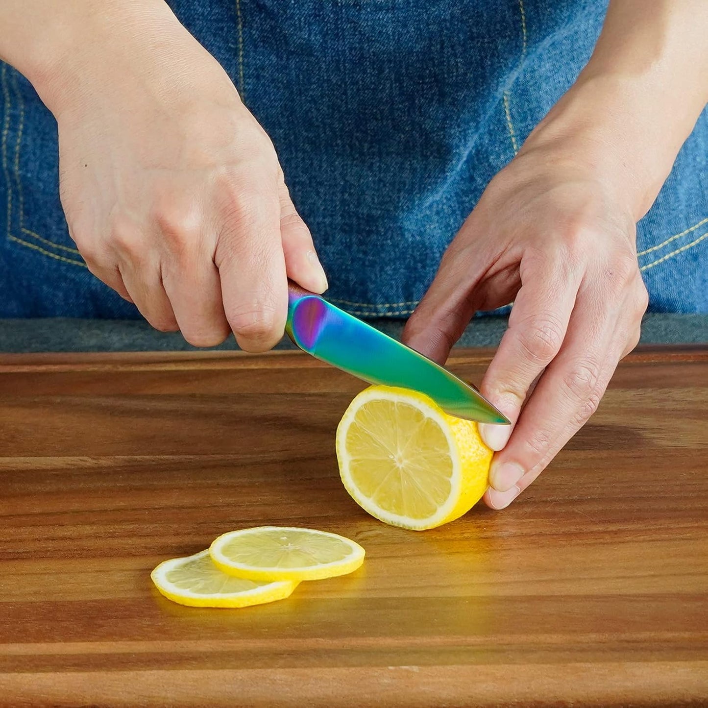 Rainbow Paring Knife 3.5 Inch , Super Sharp Fine Edge Fruit Peeling Knife with German Stainless Steel Forged Blade and Beautiful Titanium Coating – Small Ergonomic Handle Kitchen Cutting Knife