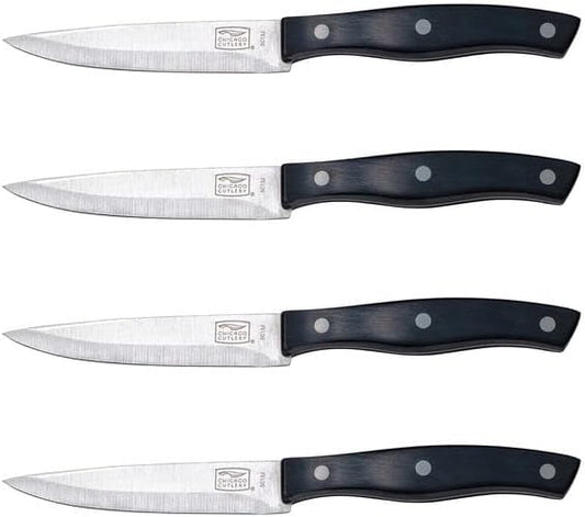 Ellsworth 4-Piece Steak Knives, 4.5" Stainless Steel Blades for Effortless Cutting, For Home Kitchen and Professional Use | Stainless Steel Construction | Serrated Edges | Comfortable Grip | Precise Cutting Performance | Everyday Dining Essential