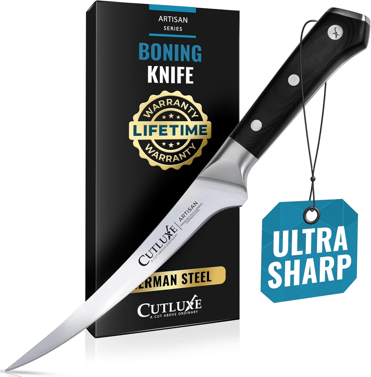 Boning Knife, 6" Razor Sharp Fillet Knife for Meat | High Carbon German Steel, Full Tang Ergonomic Handle Design – Artisan Series