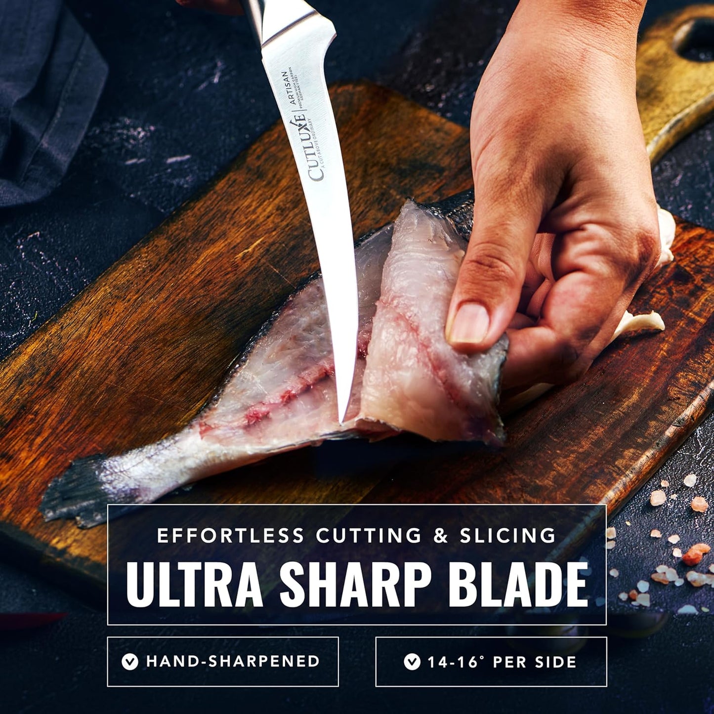 Boning Knife, 6" Razor Sharp Fillet Knife for Meat | High Carbon German Steel, Full Tang Ergonomic Handle Design – Artisan Series