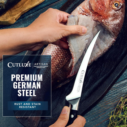 Boning Knife, 6" Razor Sharp Fillet Knife for Meat | High Carbon German Steel, Full Tang Ergonomic Handle Design – Artisan Series