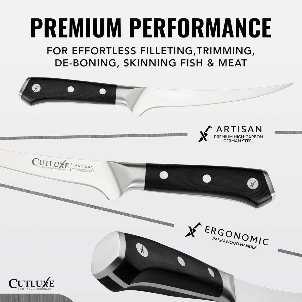 Boning Knife, 6" Razor Sharp Fillet Knife for Meat | High Carbon German Steel, Full Tang Ergonomic Handle Design – Artisan Series