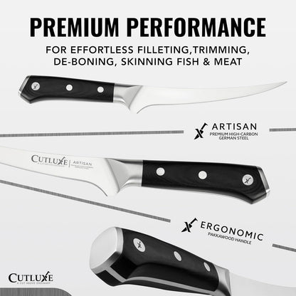 Boning Knife, 6" Razor Sharp Fillet Knife for Meat | High Carbon German Steel, Full Tang Ergonomic Handle Design – Artisan Series