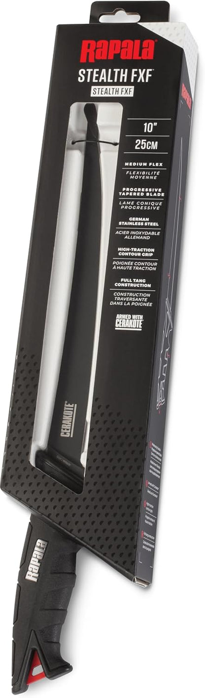 10" Stealth FXF Fillet Knife, Flexible Fishing Fillet Knife for Fish Cleaning Bait Prep and Processing