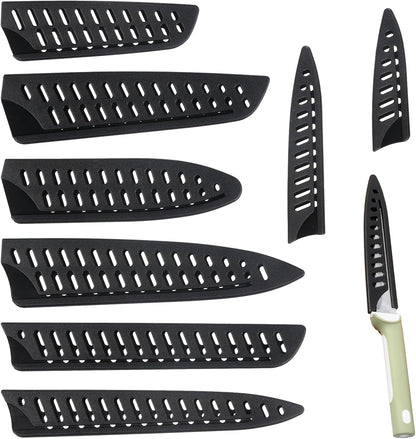 8 Pcs Universal Knife Guards Set,Knife Covers Or Sleeves,Knife Cover,Kitchen Knife Sheath,Kitchen Knife Sheath For Paring Utility Santoku Nakiri Cleaver Bread Carving Chef Knifes Black