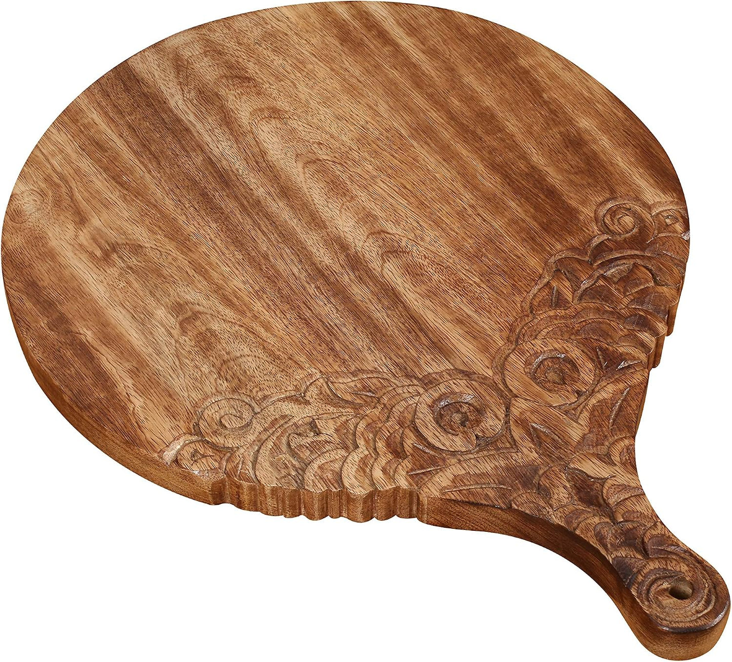 VERSAINSECT nd carved round Chopping & Serving Tray for kitchen, dining table and outdoor SIZE 17x12.5x0.95 inch