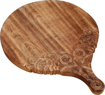 VERSAINSECT nd carved round Chopping & Serving Tray for kitchen, dining table and outdoor SIZE 17x12.5x0.95 inch