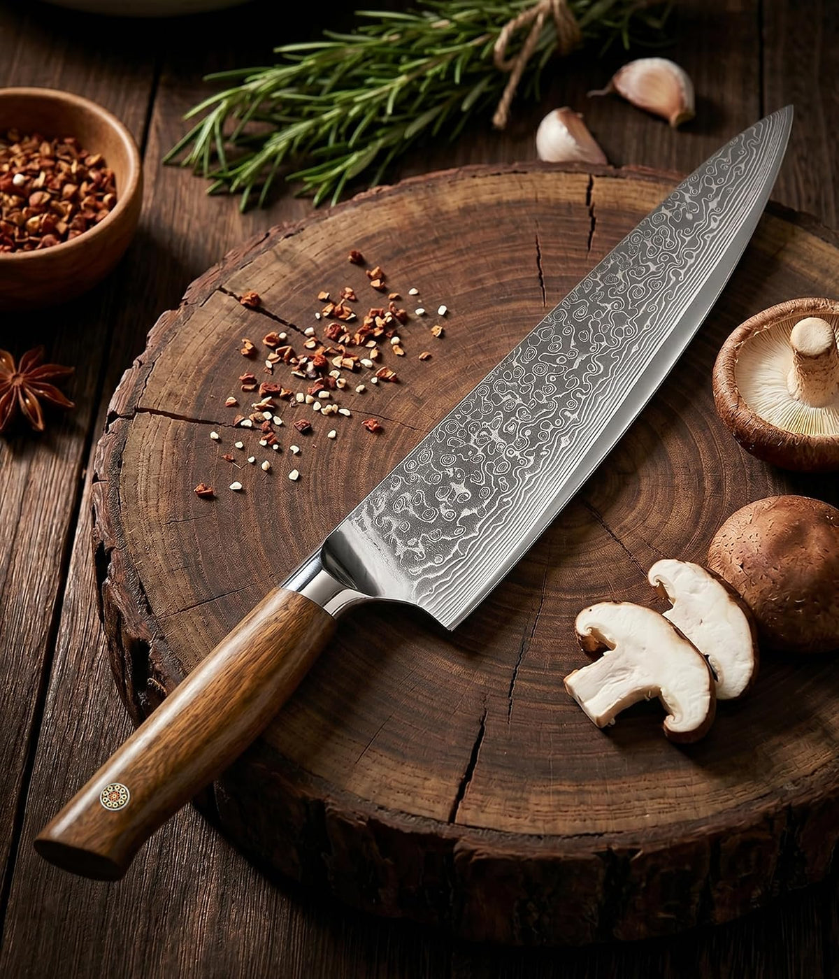 Japanese Chef Knife, 8 Inch Hand Forged Razor Sharp VG10 | 67-Layer Damascus for Effortless Meat & Veggie Slicing, Rosewood Handle Full Tang Gyuto Knife, Gifts for Men & Women