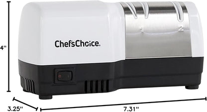 Hybrid Knife Sharpeners for 20-Degree Straight-Edge and Serrated Knives Combines Electric & Manual Sharpening With 100-Percent Diamond Abrasives And Precision Angle Guides, 2-Stage, White