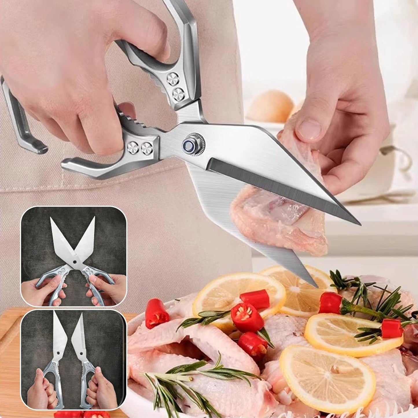 Kitchen Shears,Multifunctional Heavy-Duty Kitchen Shears,Japanese High-Carbon Steel Culinary Shears for Chicken, Meat, Seafood, Bone Cutting (Black)