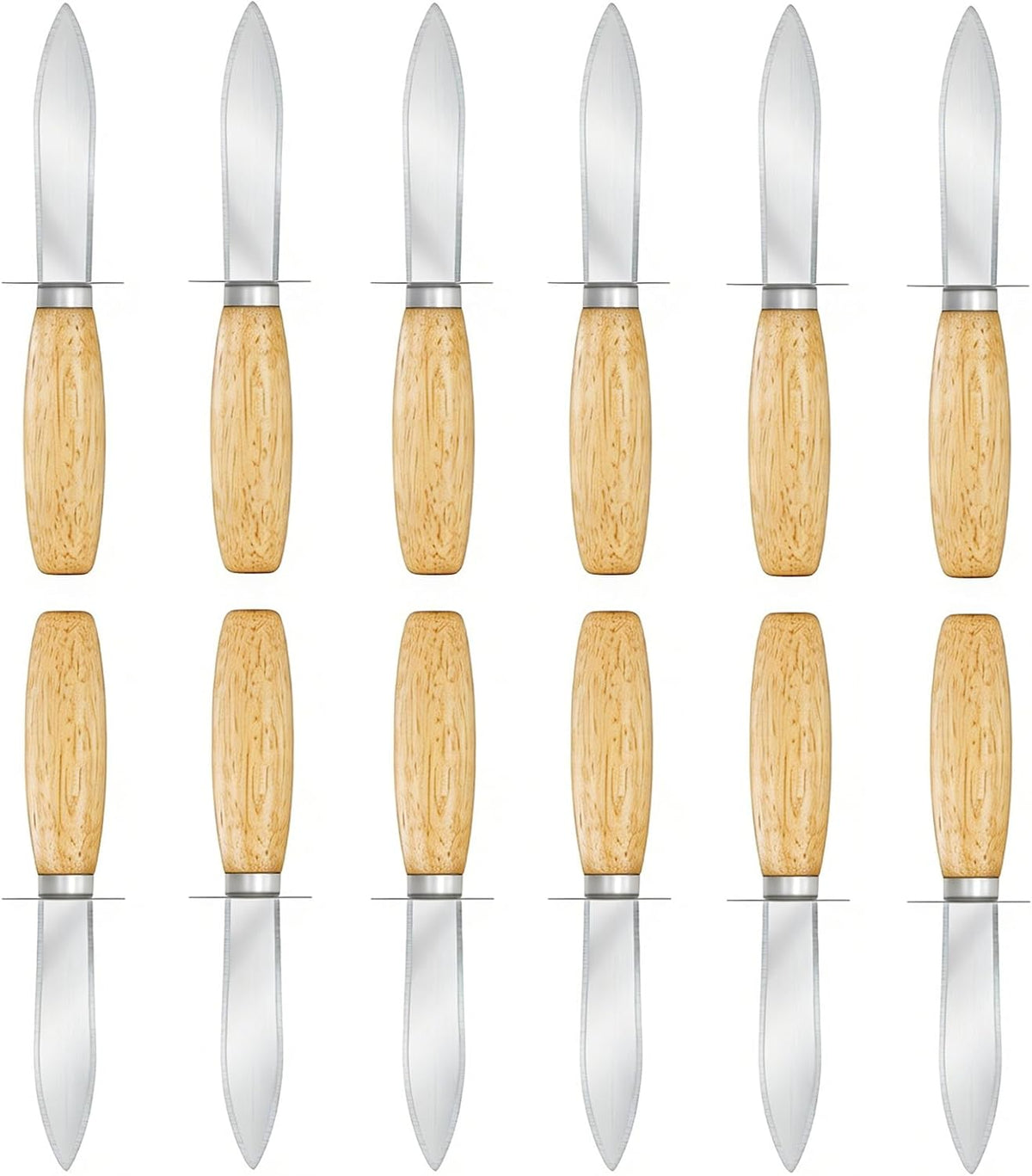 Oyster Shucking Knife, 12 Pack Oyster Shucker With Comfort Wood-Handle for All Kinds of Shells & Oysters, Durable Oyster Shucker Tools for Home & Restaurant Use