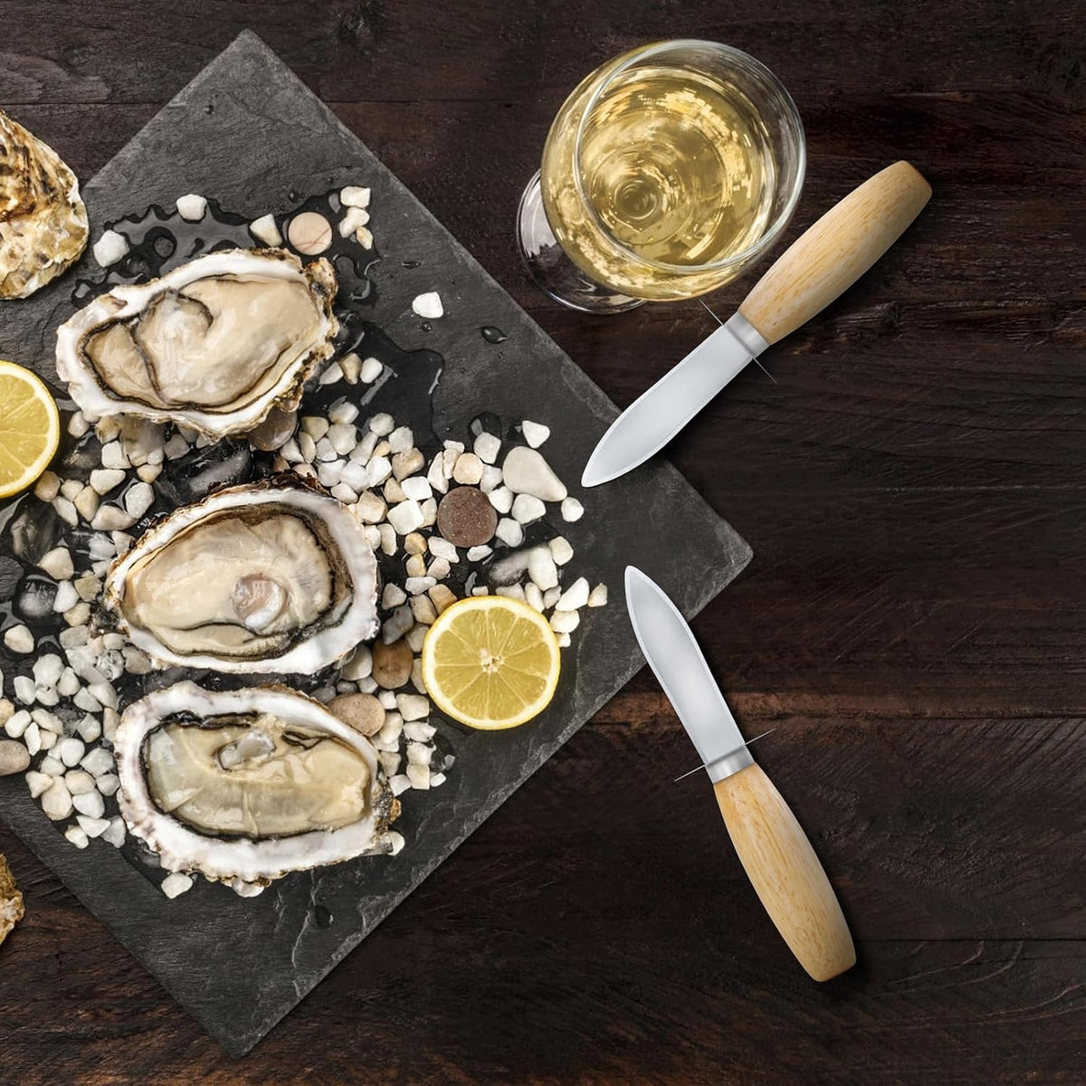 Oyster Shucking Knife, 12 Pack Oyster Shucker With Comfort Wood-Handle for All Kinds of Shells & Oysters, Durable Oyster Shucker Tools for Home & Restaurant Use