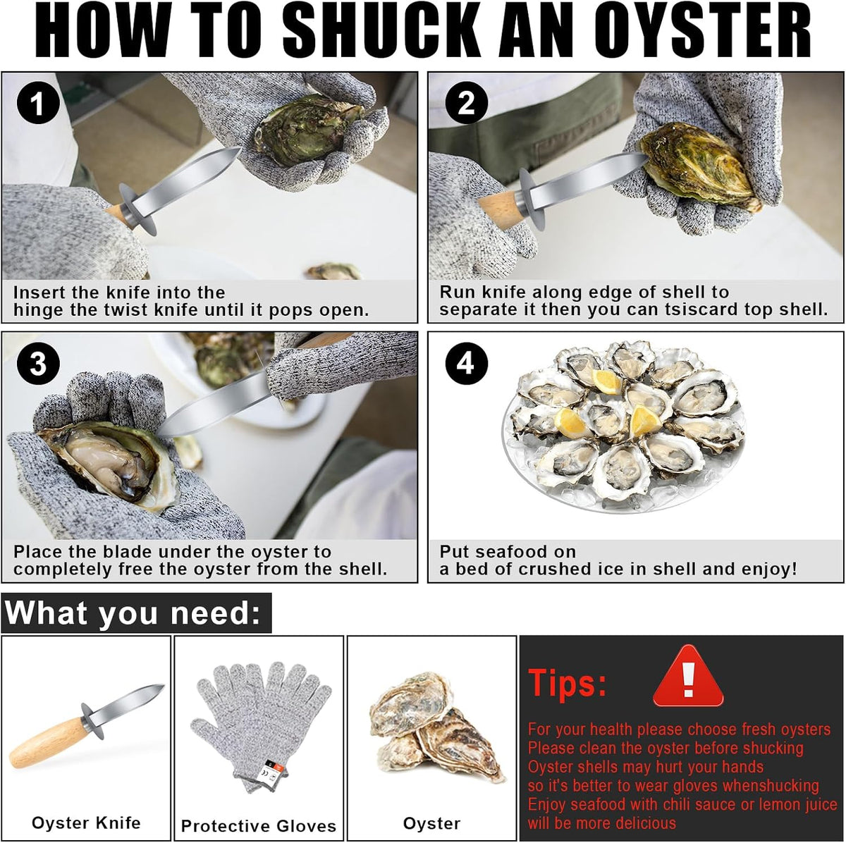Oyster Shucking Knife, 12 Pack Oyster Shucker With Comfort Wood-Handle for All Kinds of Shells & Oysters, Durable Oyster Shucker Tools for Home & Restaurant Use