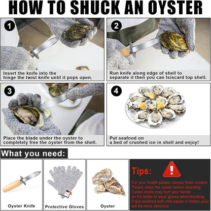Oyster Shucking Knife, 12 Pack Oyster Shucker With Comfort Wood-Handle for All Kinds of Shells & Oysters, Durable Oyster Shucker Tools for Home & Restaurant Use