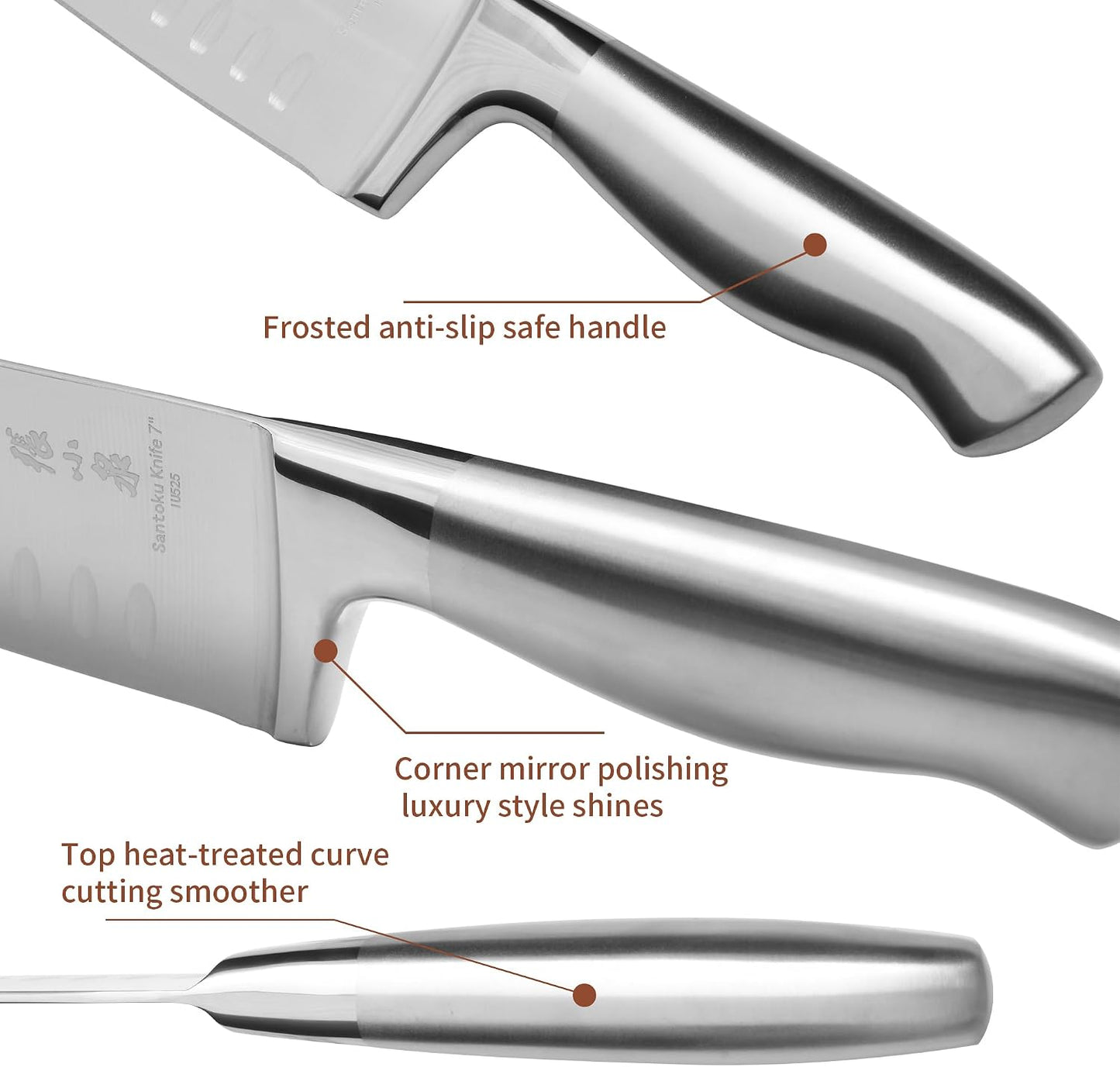 ZHANG XIAO QUAN Gold Knife Set with White Block, High Carbon Stainless Steel Sharp Blades, Built-in Sharpener Kitchen Knife Block Set for Home Cooking