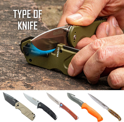 Smith’s 50981 Pocket Pal Tactical Knife Sharpener - OD Green - 2 Stage Sharpener & Diamond Sharpening Rod - Pocket Clip - Outdoor Hunting Knife & Hook Sharpener - Compact & Lightweight