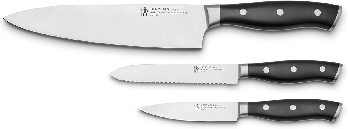 x Emeril, Nola 3-Pc Knife Set, Razor-Sharp, German Engineered | Informed by 100+ Years of Mastery. Dishwasher Safe, Ideal for Everyday Cooking