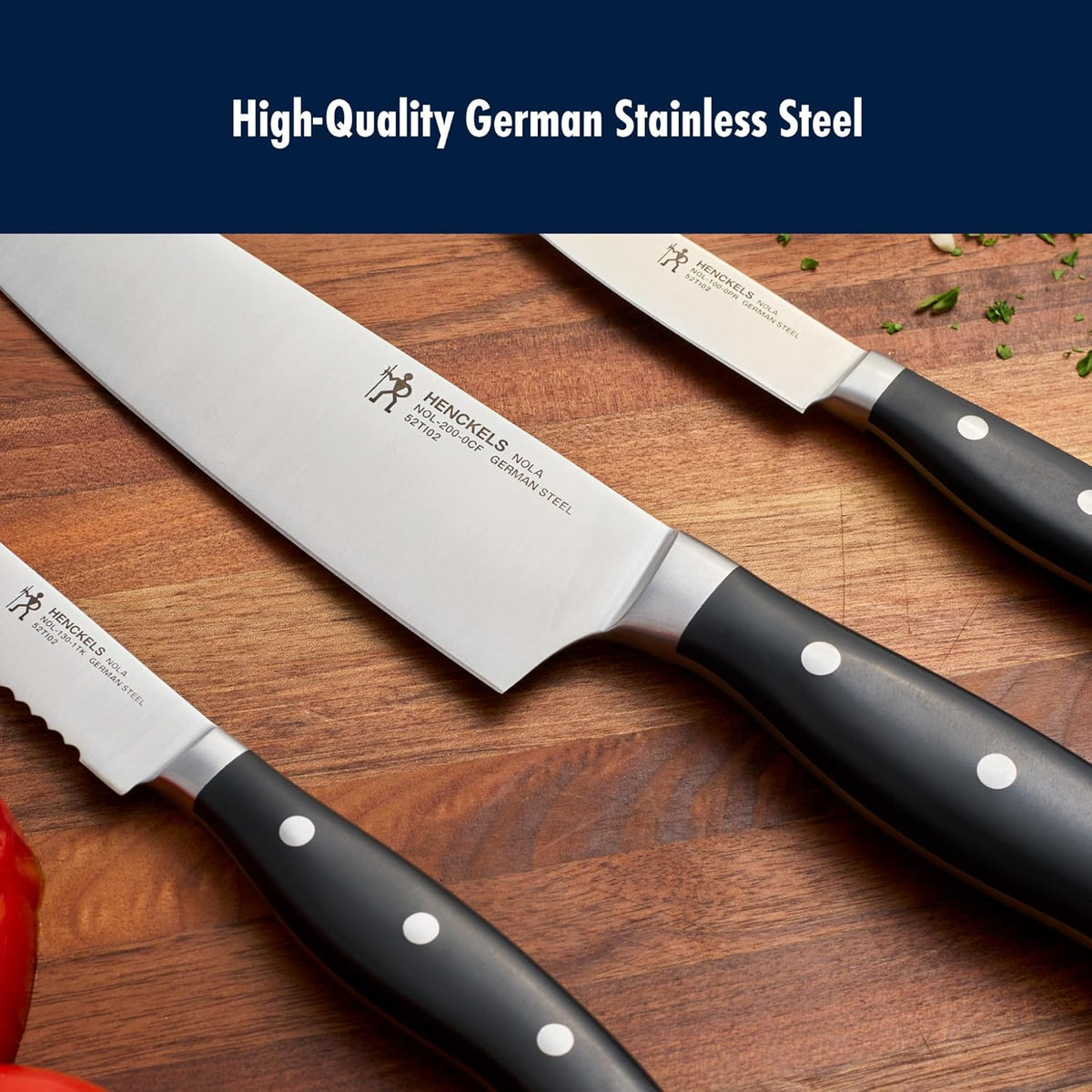 x Emeril, Nola 3-Pc Knife Set, Razor-Sharp, German Engineered | Informed by 100+ Years of Mastery. Dishwasher Safe, Ideal for Everyday Cooking