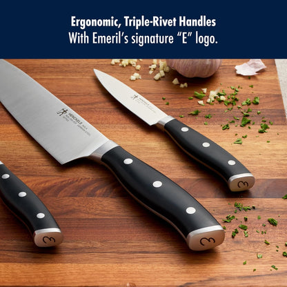 x Emeril, Nola 3-Pc Knife Set, Razor-Sharp, German Engineered | Informed by 100+ Years of Mastery. Dishwasher Safe, Ideal for Everyday Cooking
