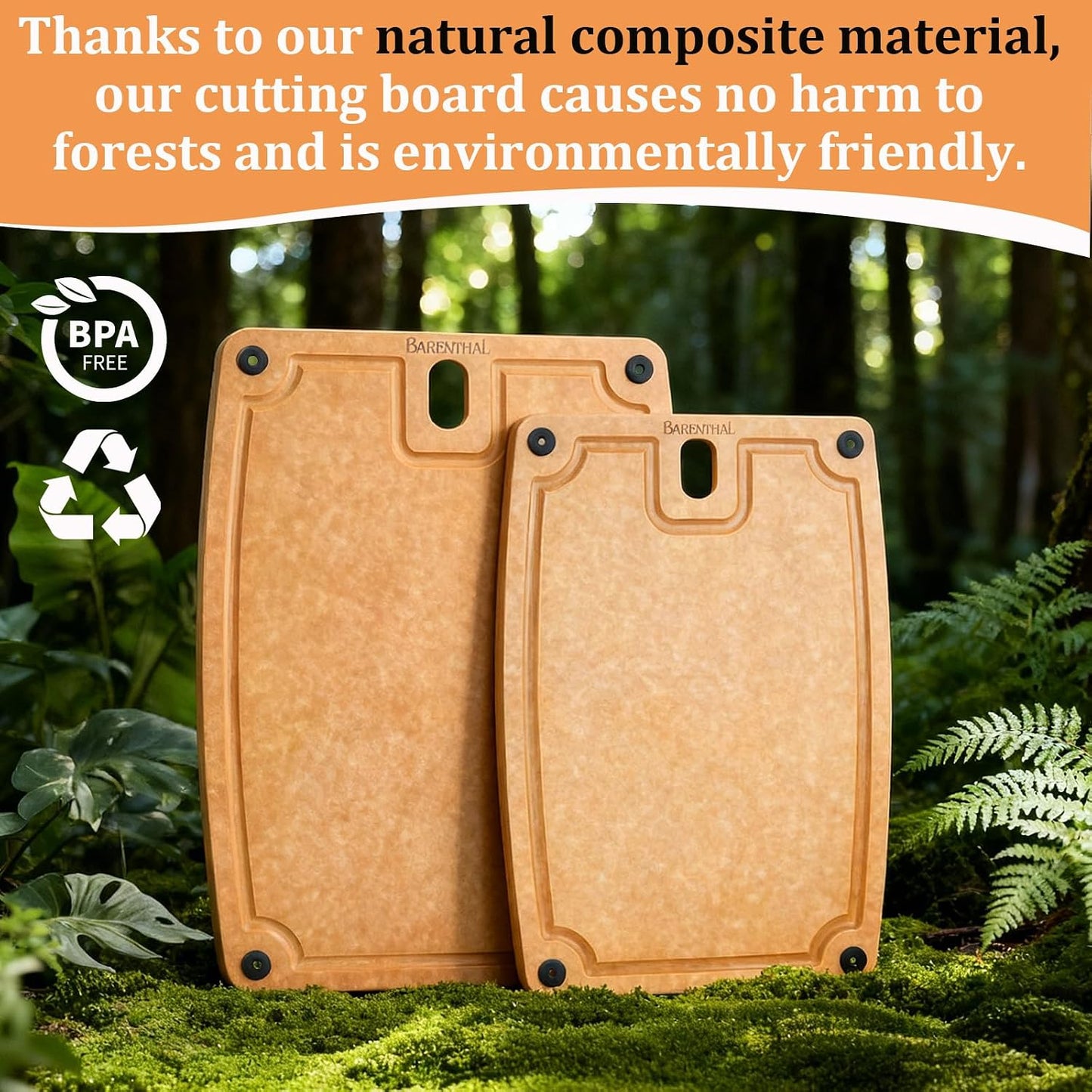 Cutting Boards for Kitchen Dishwasher - 2PC Cutting Board Set Double-Sided with Non-Slip Feet and Juice Groove Composite Chopping Board for Kitchen Knife Friendly Cut Meat, Fruit,Vegetable