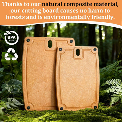 Cutting Boards for Kitchen Dishwasher - 2PC Cutting Board Set Double-Sided with Non-Slip Feet and Juice Groove Composite Chopping Board for Kitchen Knife Friendly Cut Meat, Fruit,Vegetable