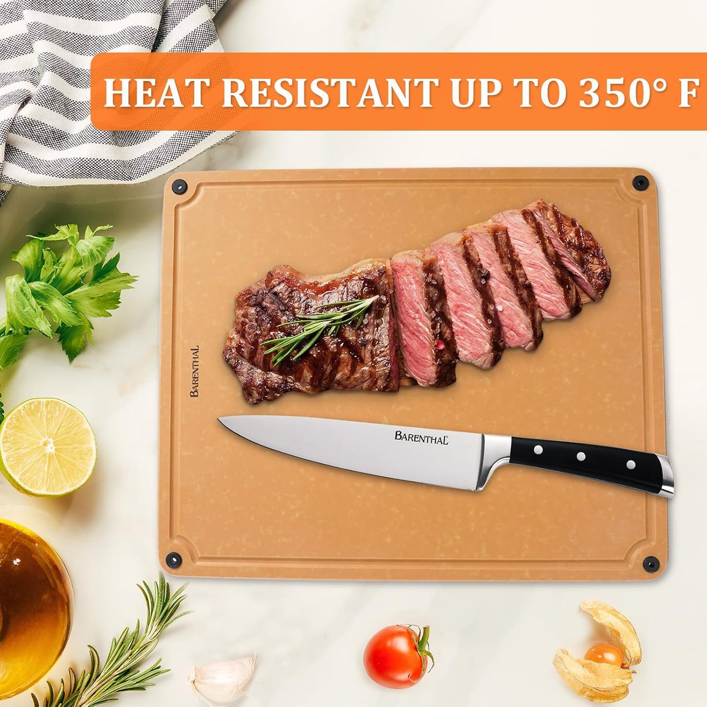Cutting Boards for Kitchen Dishwasher - 2PC Cutting Board Set Double-Sided with Non-Slip Feet and Juice Groove Composite Chopping Board for Kitchen Knife Friendly Cut Meat, Fruit,Vegetable