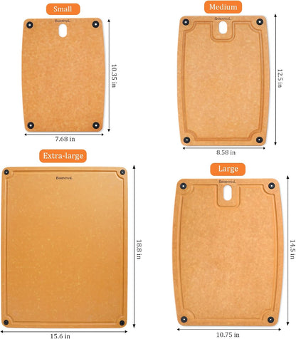 Cutting Boards for Kitchen Dishwasher - 2PC Cutting Board Set Double-Sided with Non-Slip Feet and Juice Groove Composite Chopping Board for Kitchen Knife Friendly Cut Meat, Fruit,Vegetable