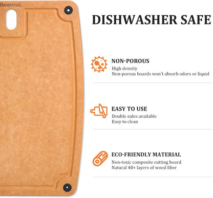 Cutting Boards for Kitchen Dishwasher - 2PC Cutting Board Set Double-Sided with Non-Slip Feet and Juice Groove Composite Chopping Board for Kitchen Knife Friendly Cut Meat, Fruit,Vegetable